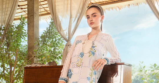 Maria B Chikenkari Embroidered lawn Three Piece MB-0126