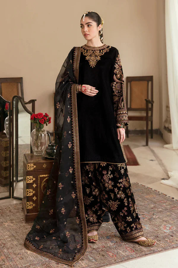 FCC ZC-126 Embroidered Velvet Three piece With Velvet Shawl Winter Collection