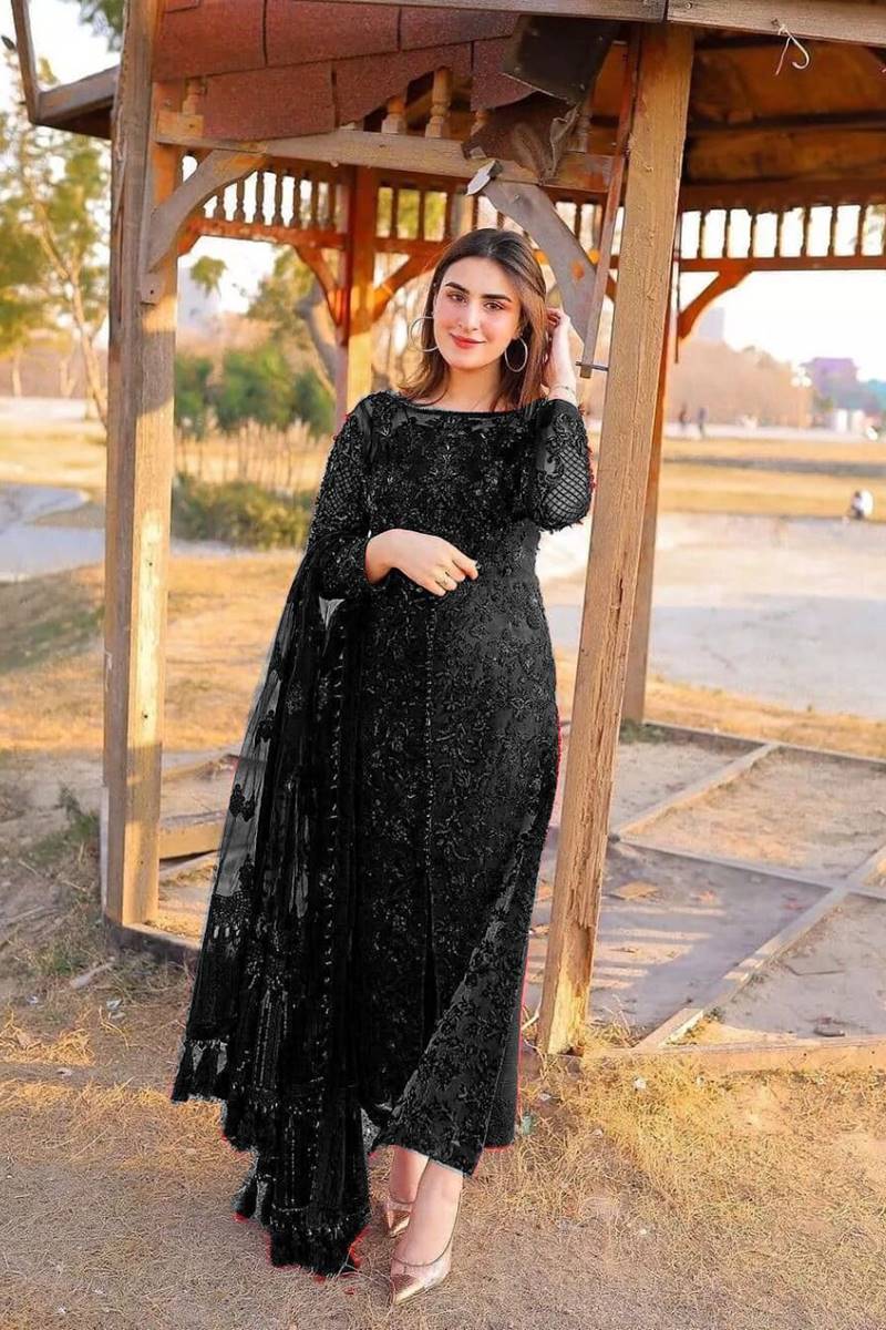 femalechoice Design#19 Black Organza Silk inner Embroidered 3 pc