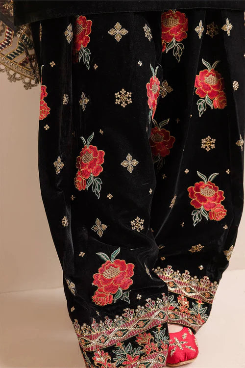 3PC Embroidered Velvet Dress With Organza embroidered Dupatta - 1012