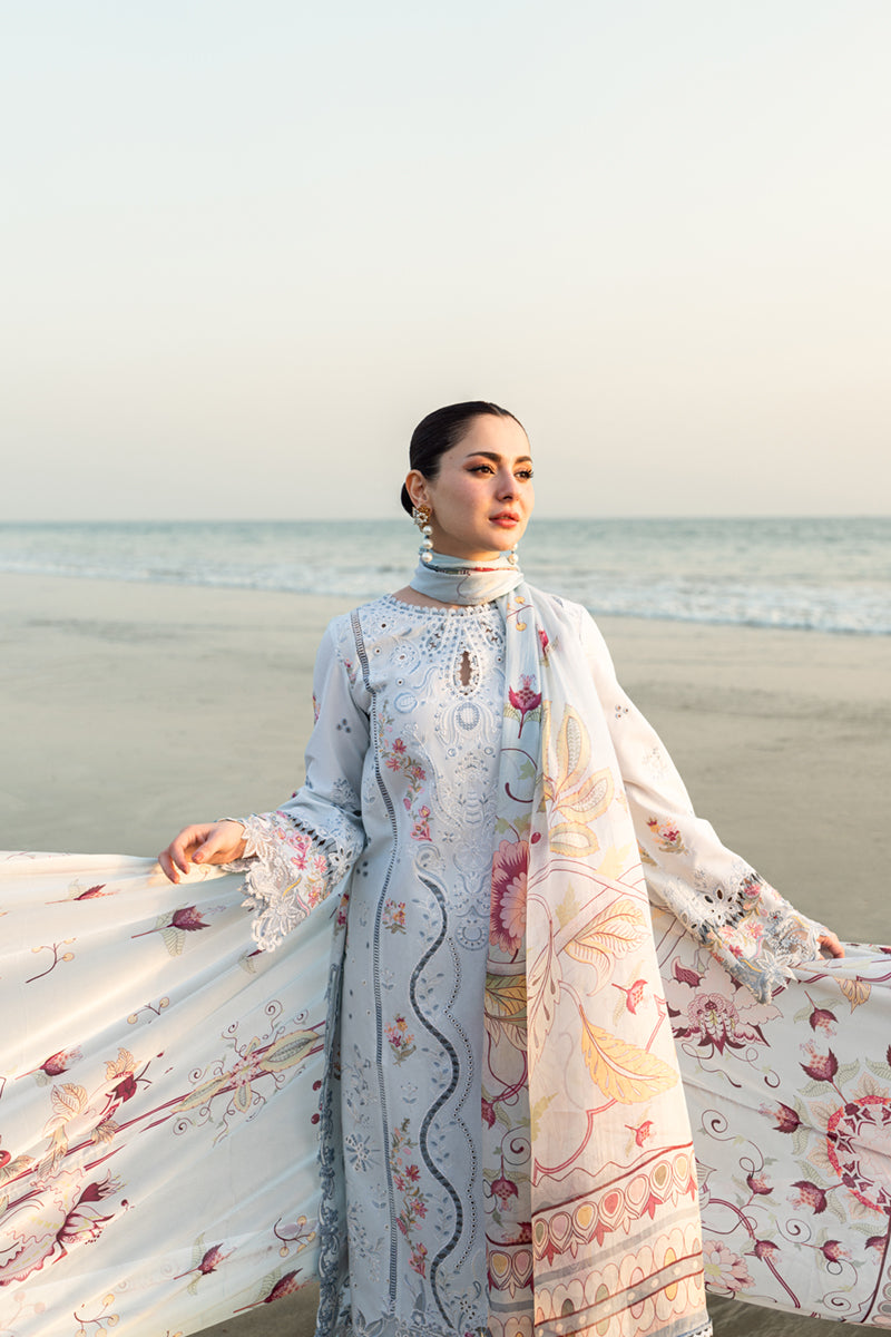 Qalamkar Chikenkari Embroidered lawn Three Piece QL-1035