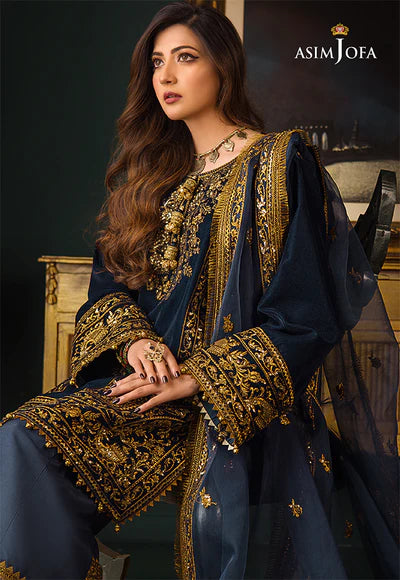 3piece Embroidered Velvet Dress - 1033