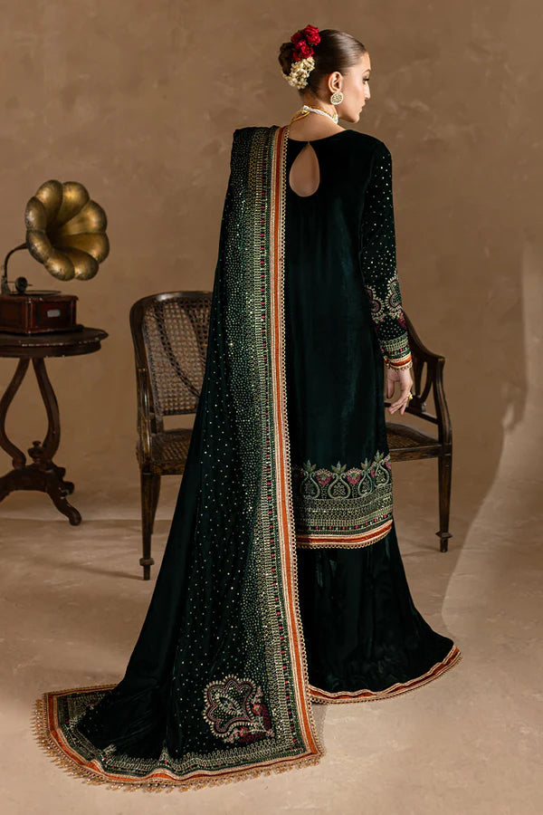3piece Embroidered Velvet Dress - 1016