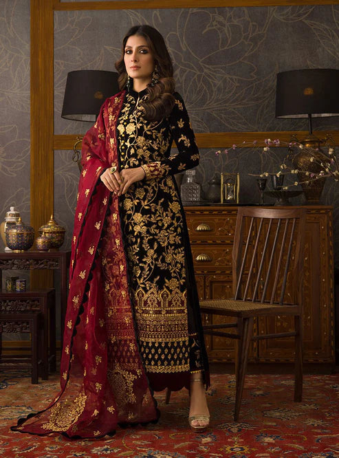 3PC Velvet Embroidered Shirt With Organza Embroidered Dupatta - 1030