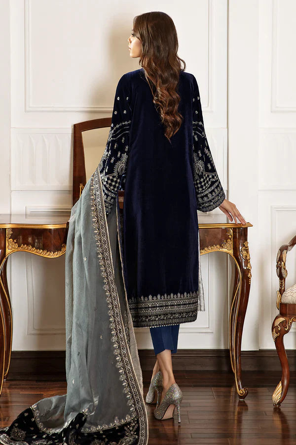 3PC Velvet Embroidered Dress - 1014