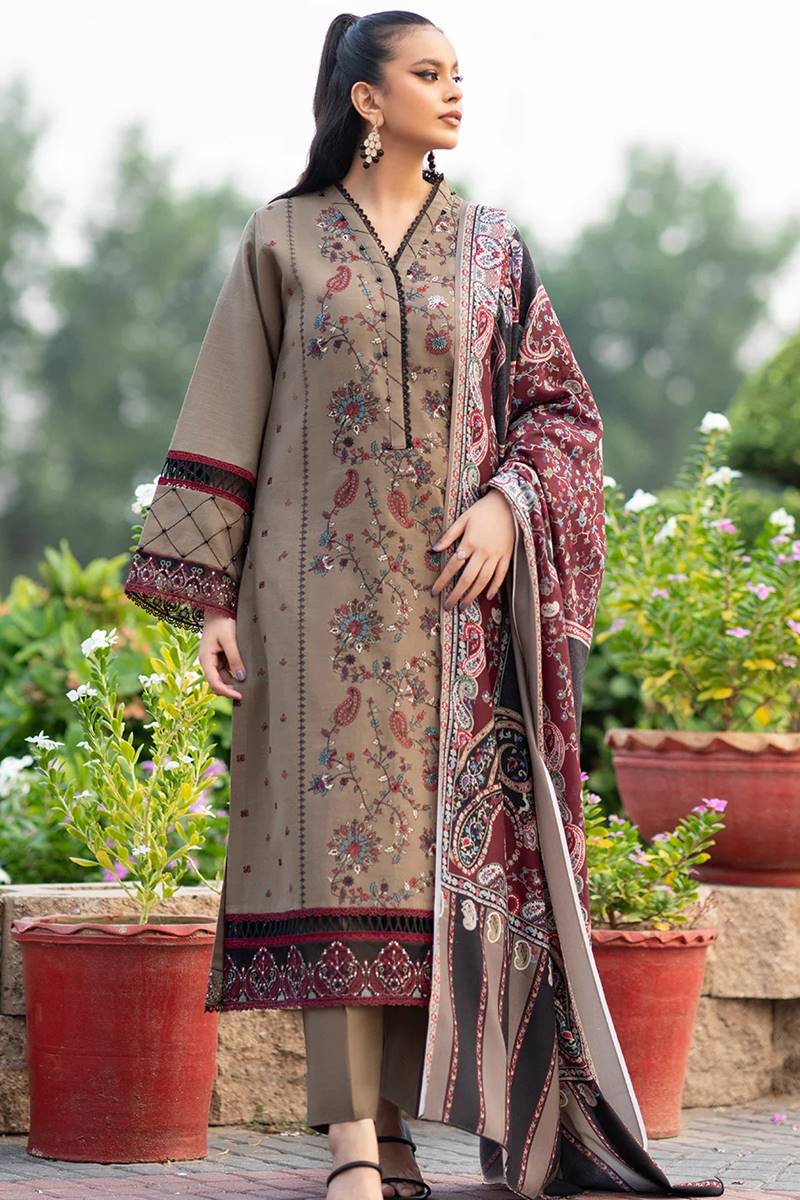 BIN ILYAS Embroidered dhanak Three Piece BI-05