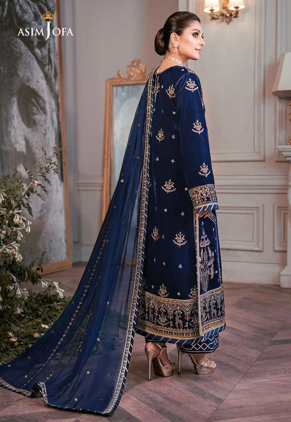 3PCs Embroidered Velvet With Embroidered Chiffon Dupatta - 1028