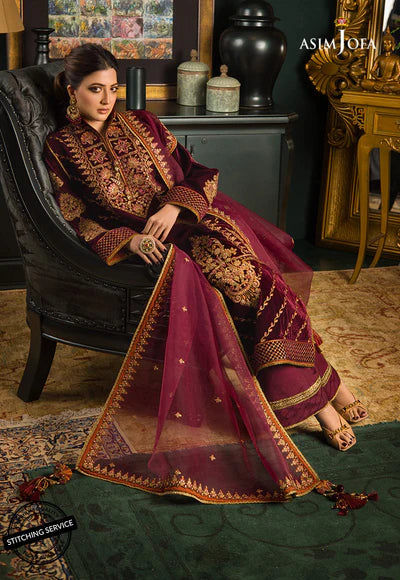 3piece suit Embroidered Velvet - 1035