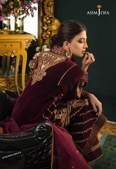3piece suit Embroidered Velvet - 1035