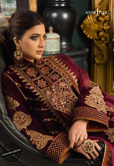 3piece suit Embroidered Velvet - 1035