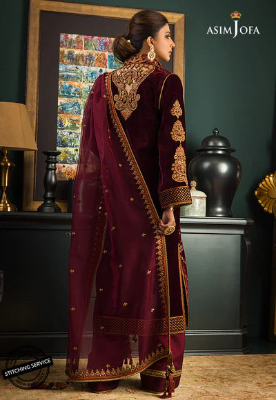 3piece suit Embroidered Velvet - 1035