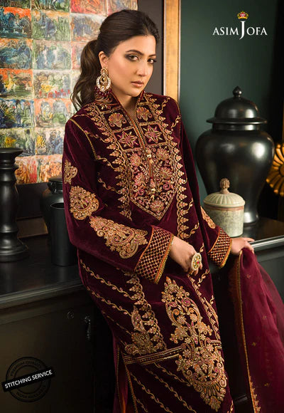 3piece suit Embroidered Velvet - 1035
