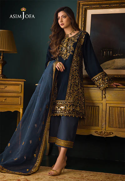 3piece Embroidered Velvet Dress - 1033