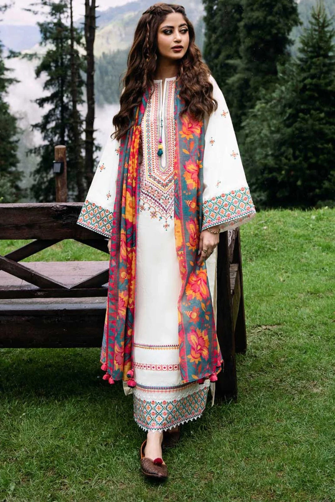 Sapphire Embroidered Dhanak  Three Piece SP-13