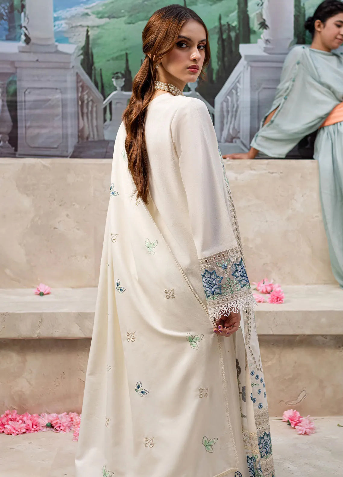 Qalamkar Embroidered Chikenkari Lawn Three Piece QL-110